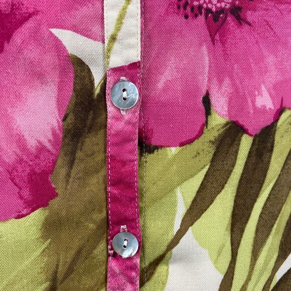 Jamaica Bay Shirt Womens L Silk Blend Floral Button Up Boxy Hawaiian Vacation - Picture 4 of 9